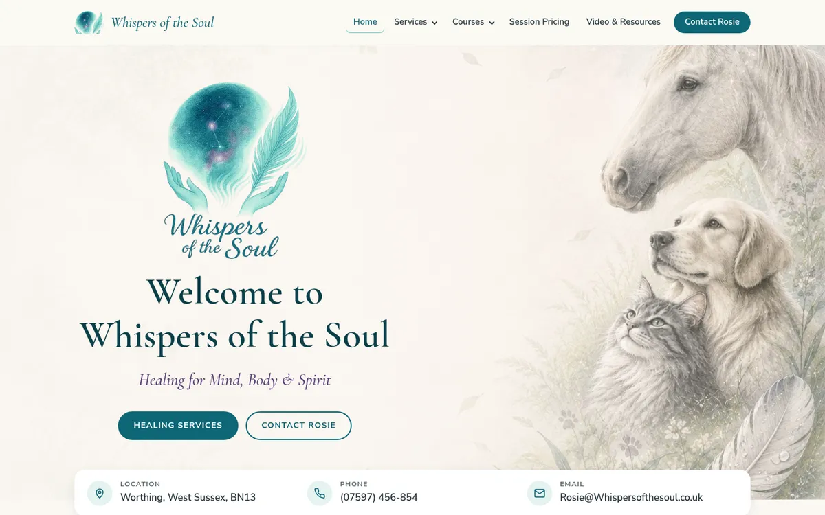 Whispers of the Soul website home page